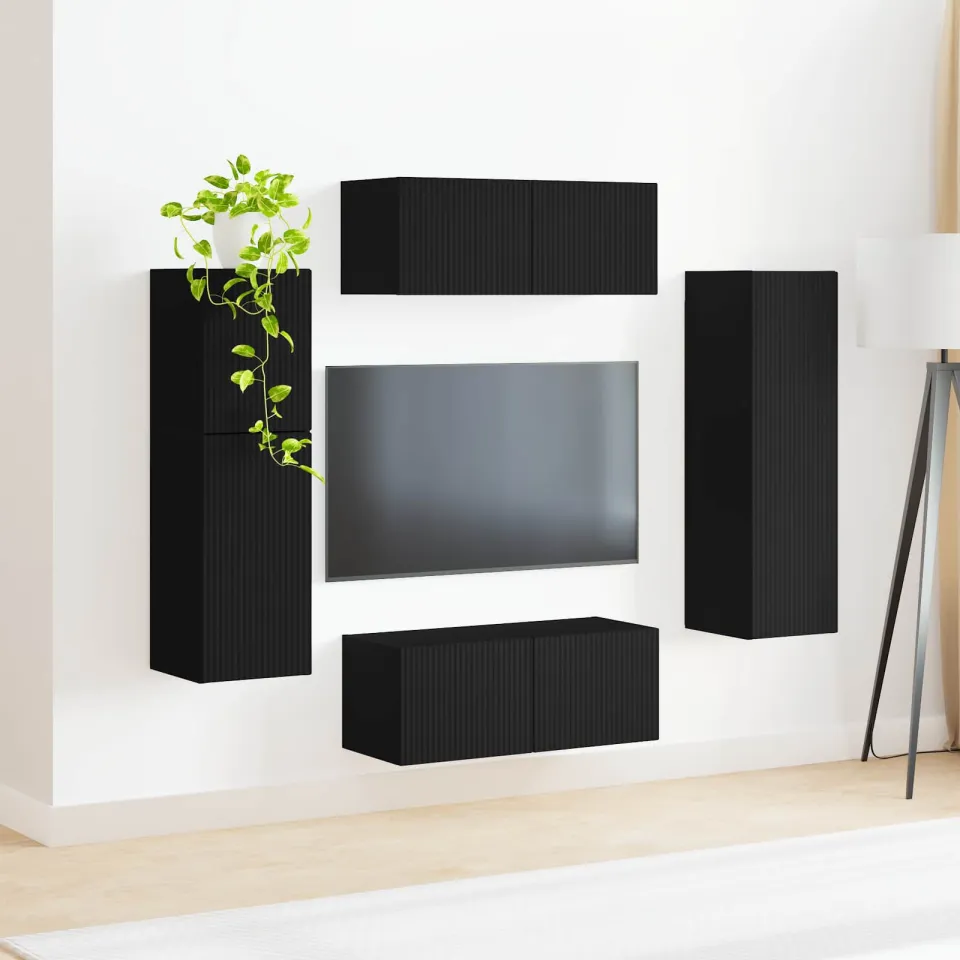 vidaXL Tv-meubelset 4 st Zwart Bewerkt hout, foto 4