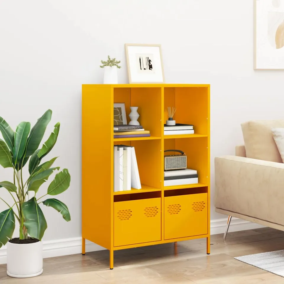 vidaXL Hoge kast 68x39x103,5 cm staal mosterdgeel, foto 2