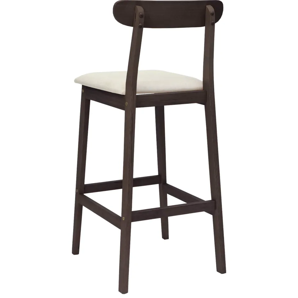 vidaXL Barkruk 2 st Lichtbruin en Beige Massief Rubberhout en Stof, foto 4