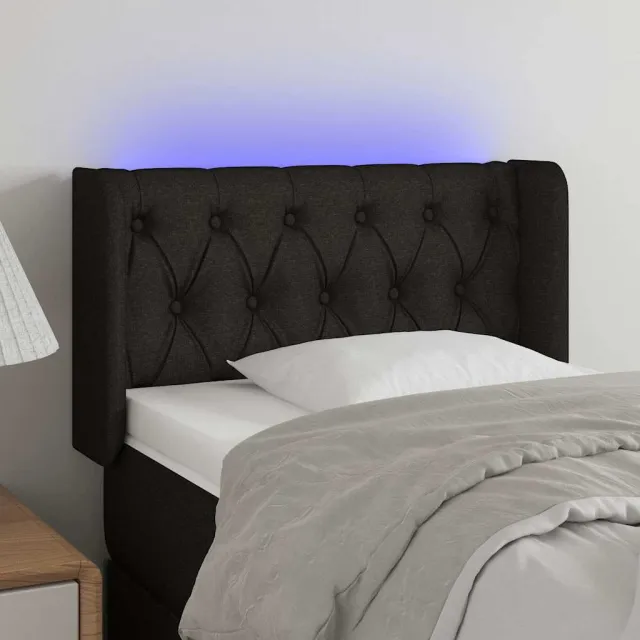 vidaXL Hoofdbord LED 83x16x78/88 cm stof zwart