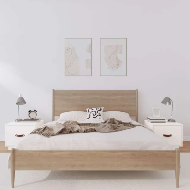 vidaXL Nachtkastjes 2 st 40x34x35 cm massief grenenhout wit