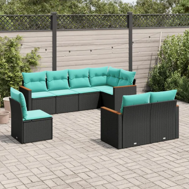 vidaXL 8-delige tuinbankset met kussens, zwart polyrotan, foto 2