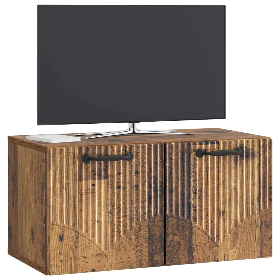 vidaXL Wandbeugel TV-kast Oud hout 59,5 x 31 x 30 cm Bewerkt hout Bruin