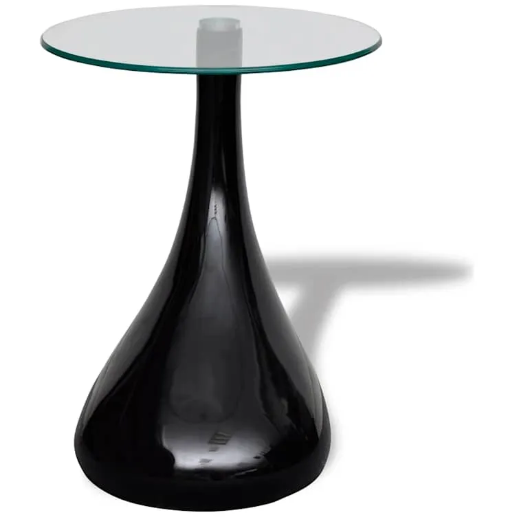 vidaXL Salontafel met rond glazen tafelblad hoogglans zwart, foto 4