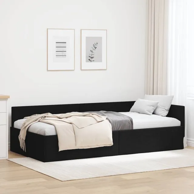 vidaXL Hoekbedframe Zwart 90 x 200 cm Stof