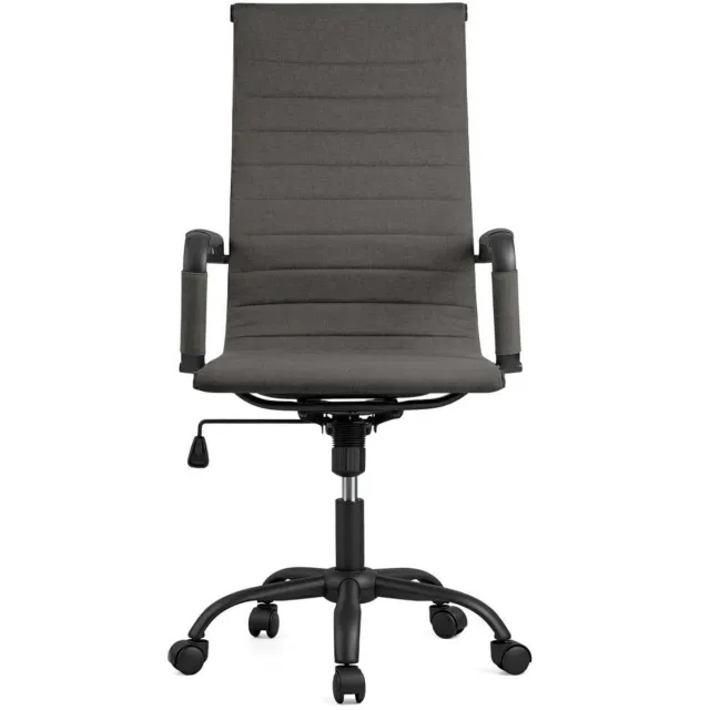 Feel Furniture Luxe Bureaustoel - Hoge Rugleuning - Donkergrijs met Mat Zwart Frame Donkergrijs,Zwart