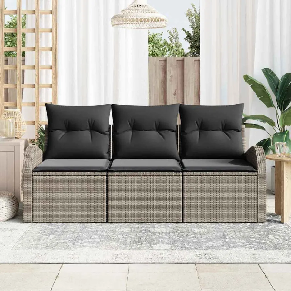 vidaXL Tuin Sofa Set Grijs poly rattan, foto 3