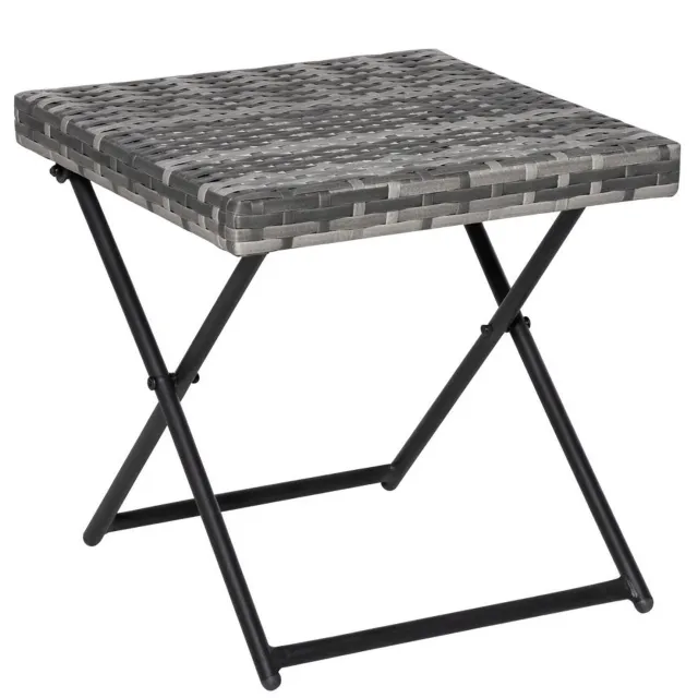 Atlasyx tuintafel - Bijzettafel - Tafel - Tuin - Kleine - Balkon - Vierkante - Opvouwbare ontwerp - 40 x 40 x 40 cm - Grijs