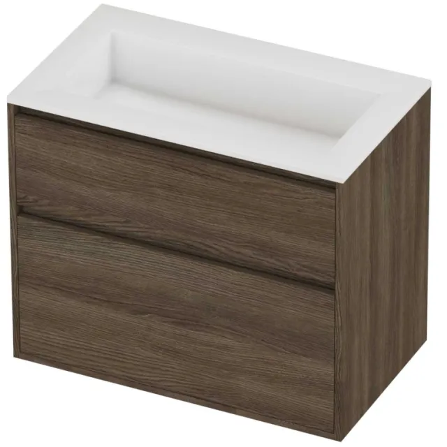 Proline Aristo Badmeubelset Polystone Elegant 80x46x67 cm Glans Wit Vital Oak Eiken