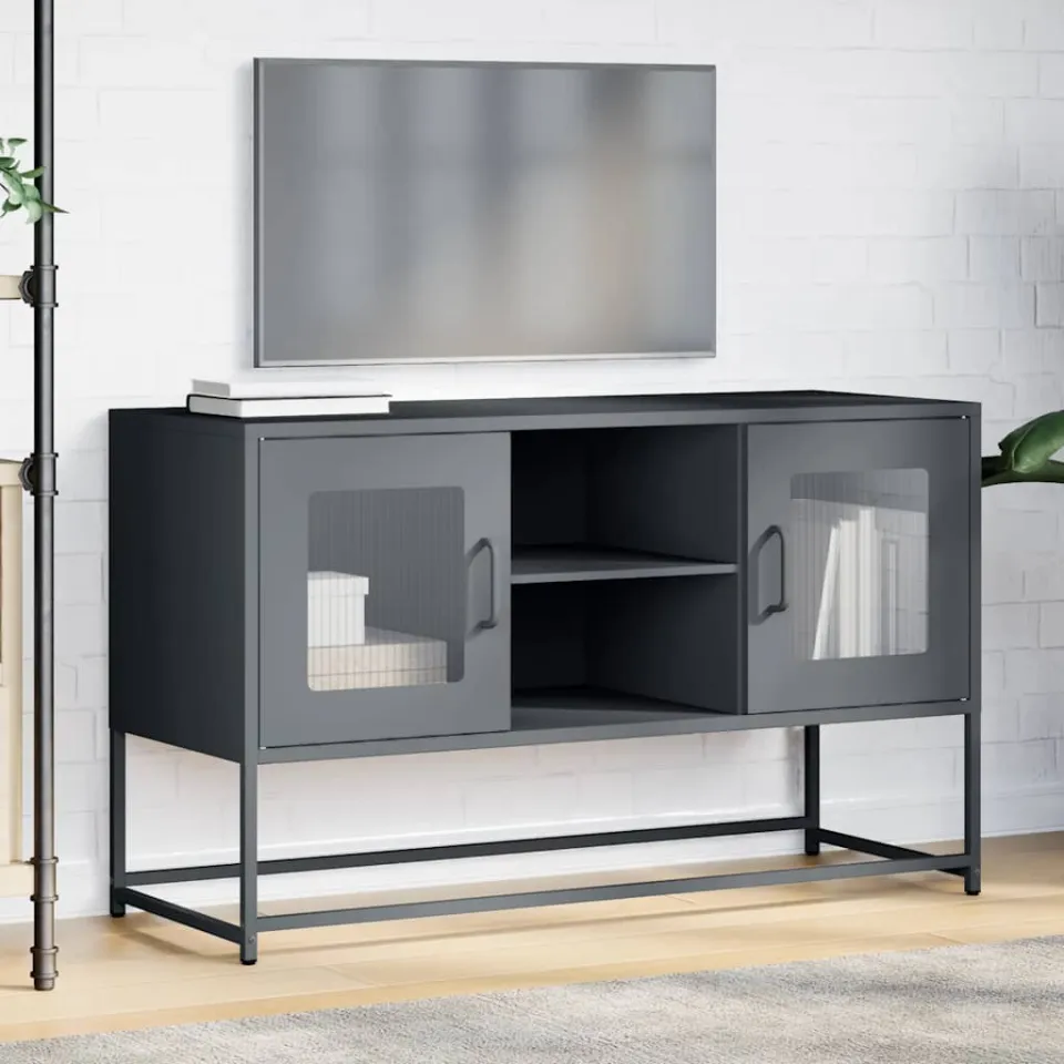 vidaXL Tv-meubel 100,5x39x60,5 cm staal antracietkleurig, foto 3