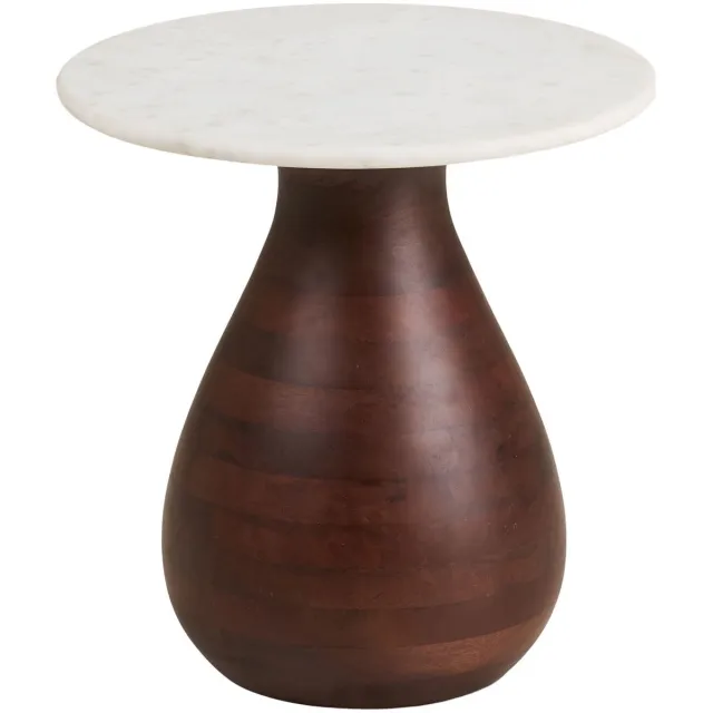 House Nordic Bijzettafel Heide - Rond Donkerbruin/Wit Hout - Ø40x41cm