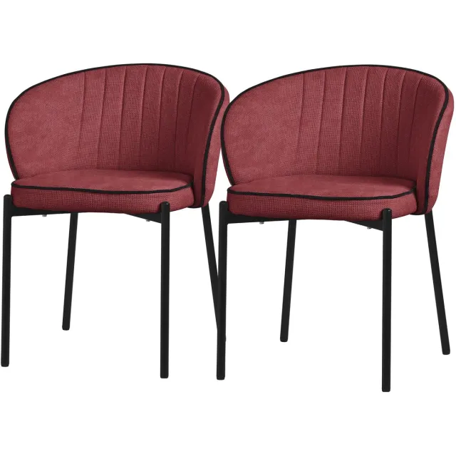 ml-design eetkamerstoelen set 2 stuks rood gestoffeerde stoelen metalen poten comfortabele moderne dining chairs zachte zitting ergonomische rugleuning voor keuken eettafel woonkamer scandinavisch design eethoek zitstoel set stoelen Red