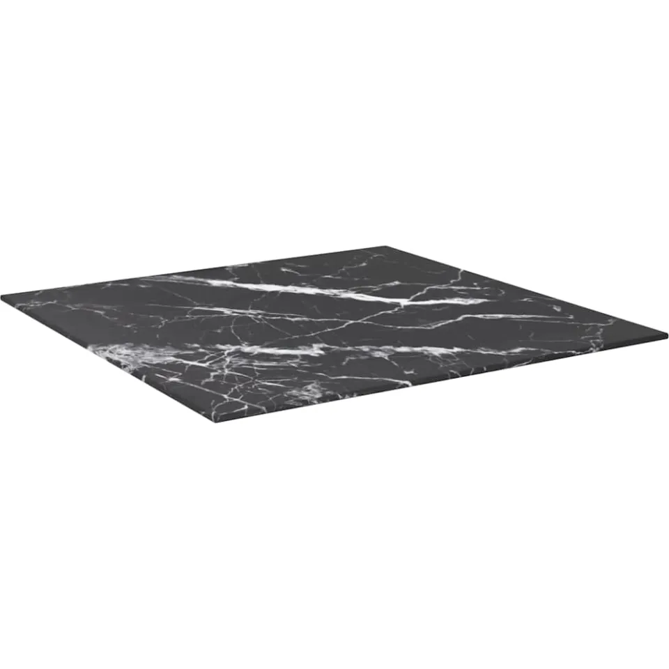 vidaXL Tafelblad 60x60 cm 6 mm gehard glas met marmeren design zwart