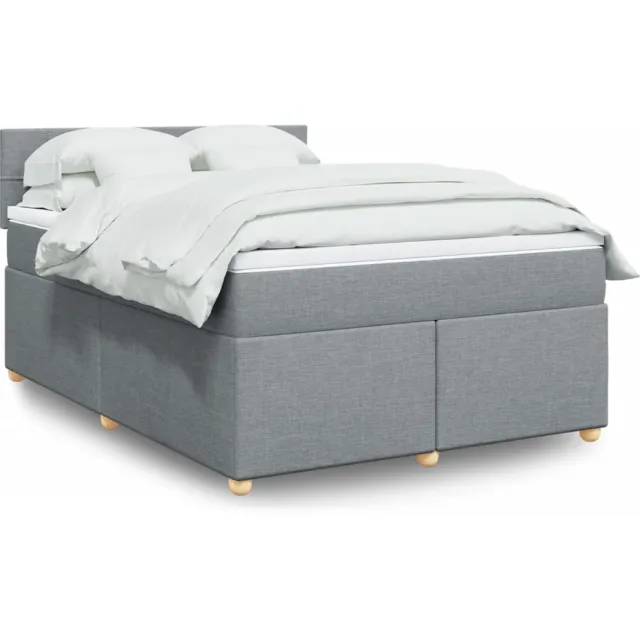 vidaXL Boxspring met matras stof lichtgrijs 160x200 cm grijs
