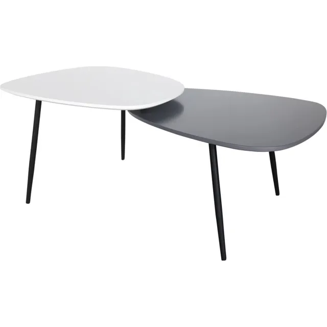Sedero Bora Bijzettafel met 2 tafelbladen - Salontafel Zwart en Wit