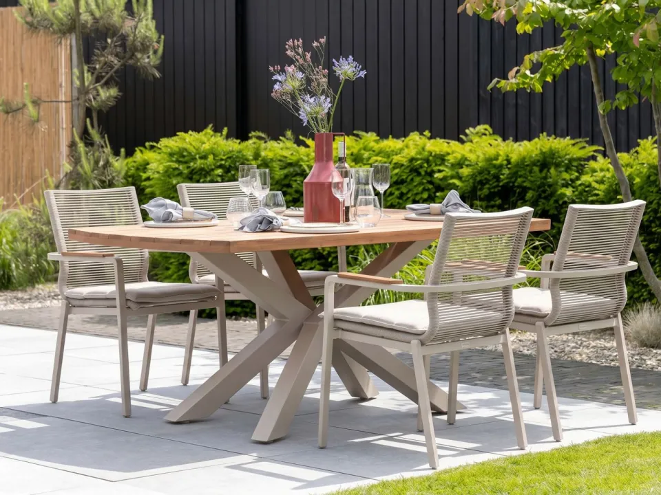 Bellagio tuinmeubelen Bellagio Marudo/Induno Deens Ovaal 180cm dining tuinset 5-delig stapelbaar bruin, foto 5