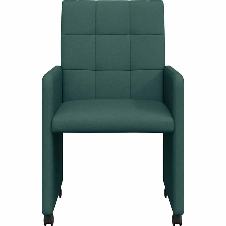 vidaXL Eetkamerstoelen met Wieltjes 2 st Stof Donkergroen groen, foto 4
