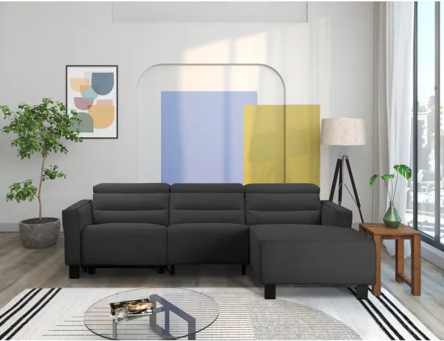 Notio Living Carpari-Hoekbank - 3-zits - Handmatige Relax - Antraciet Grijs
