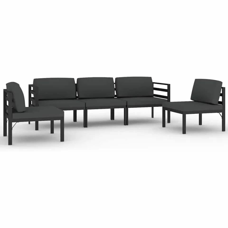 vidaXL 5-delige Loungeset met kussens aluminium antracietkleurig, foto 3