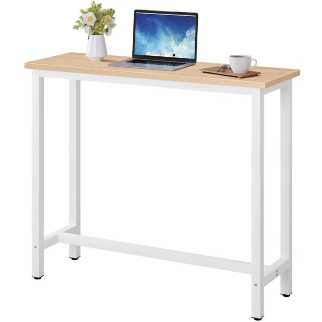 Klarven Bartafel Lichteiken - Bartafel Keuken - Bartafel Set - Bar Table - Stabiel metalen onderstel, draagvermogen tot 100 kg - Antislip poten - Multifunctioneel voor keuken, bar of feestje - B120xd40xh100cm