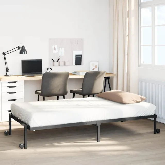 vidaXL Bedframe zonder matras opvouwbaar 90x190 cm staal zwart