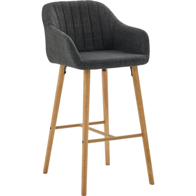in& out door furniture Moderne barkrukken in Europese stijl met hoge rugleuning en armleuningen, bekleding van linnen en houten poten. set van 2 ,Geschikt voor keukens, kookeilanden of eetruimtes. Set van twee barkrukken-zwart