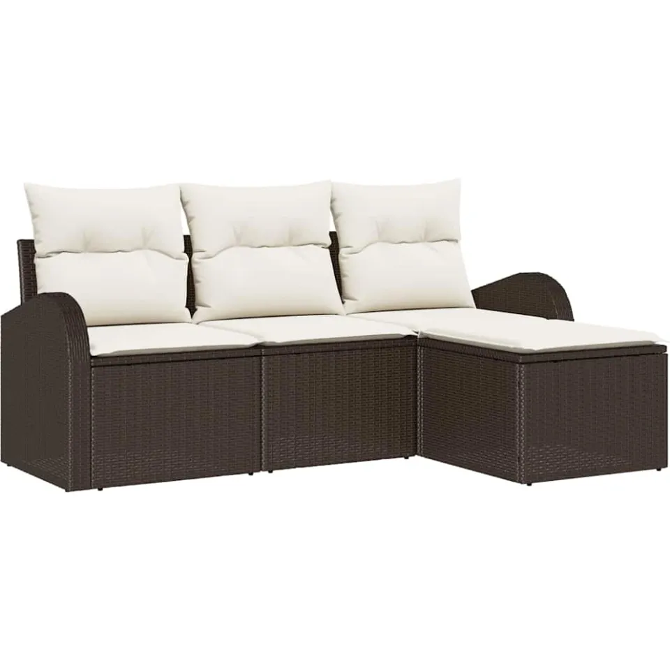 vidaXL Tuin Sofa Set Bruin poly rattan