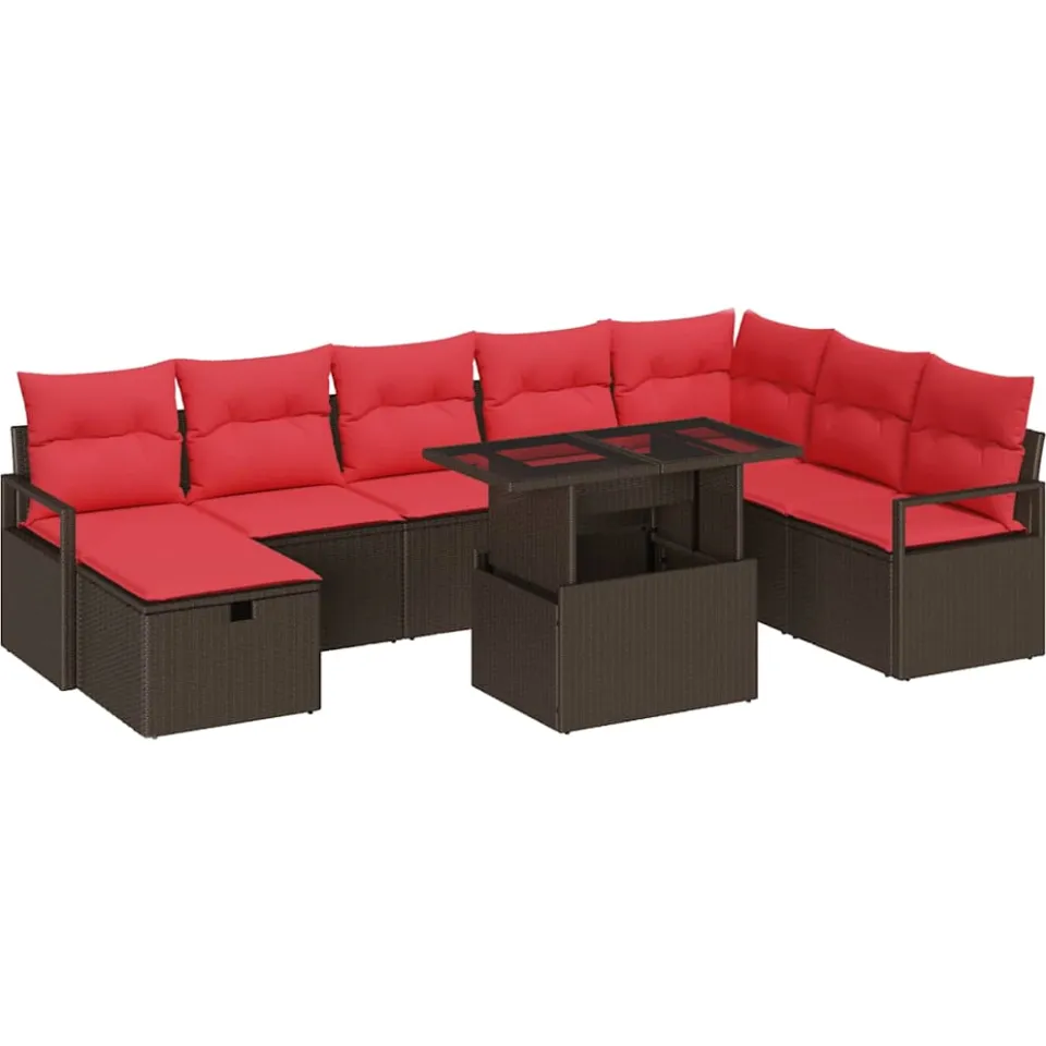 vidaXL Tuin Sofa Set 9 st poly rattan Zwart