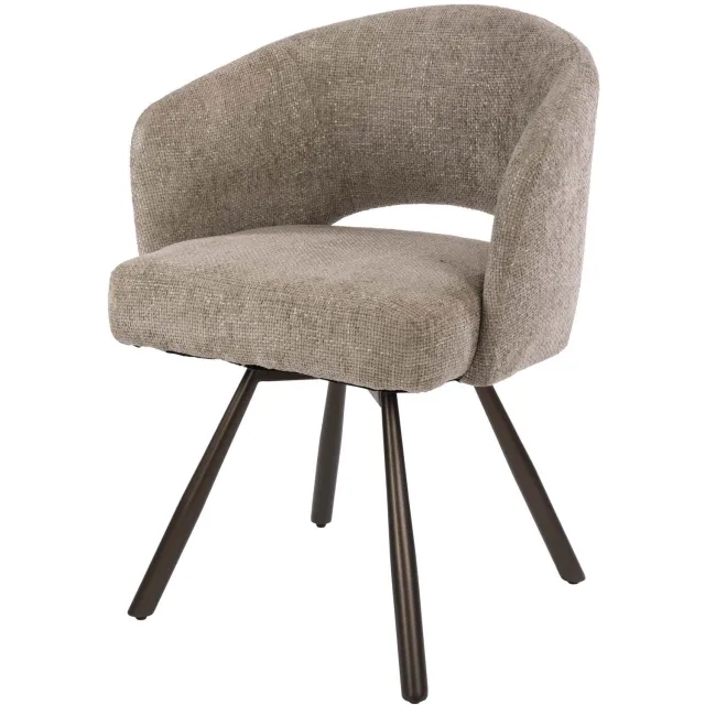 Nest of Nora Set van 2 - Nest of Nora Armstoel Skarn - Draaibaar - Cargo zandbruin - 360 graden draaibaar / draaibare fauteuil - Pocketvering - Bronzen onderstel