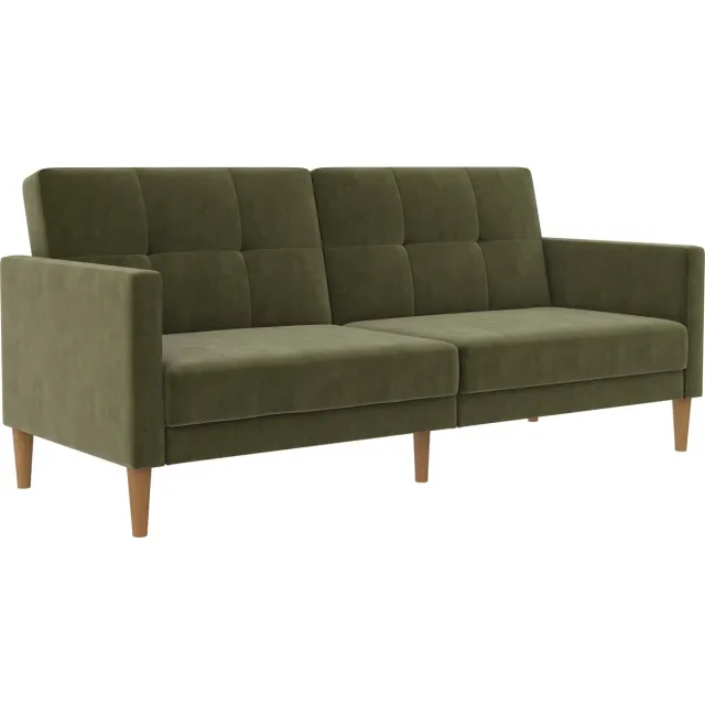 I.T.T. Lilly-Slaapbank - 3-zits - Groen Velours Olijfgroen