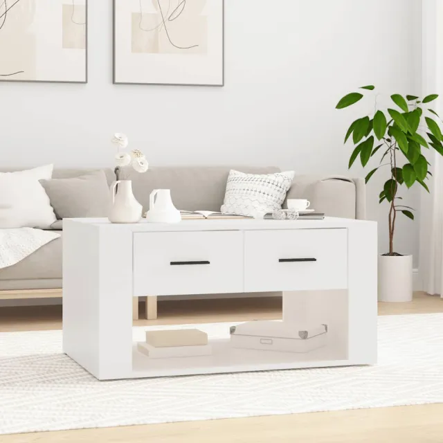 vidaXL Salontafel 80x50x40 cm bewerkt hout wit, foto 2