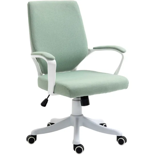 Vinona Bureaustoel - Met lendensteun en wippfunctie - In hoogte verstelbaar - Polyester - 62 x 69 x 92-100 cm - Groen/Wit Multi