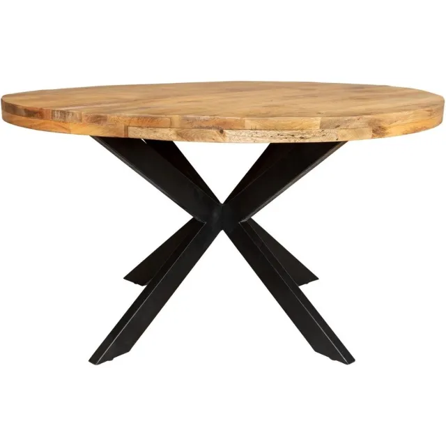 Starfurn Eetkamertafel Sanne industrieel rond massief mango 140 cm Multicollour