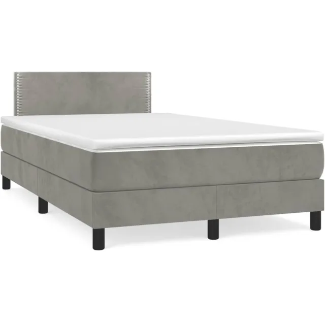 vidaXL Boxspring met matras fluweel lichtgrijs 120x190 cm grijs