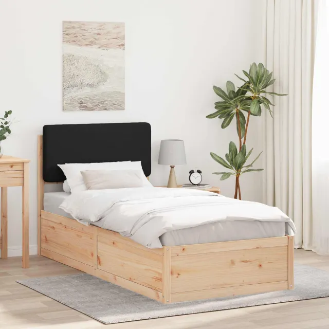 vidaXL Bedframe met Gevoerd Hoofdgedeelte Zwart 75 x 190 cm