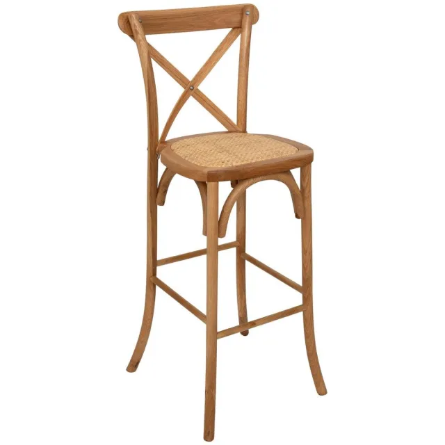 Atmosphera Créateur d'intérieur® Stapelbare barkruk van massief eikenhout en rotan ISAK Beige