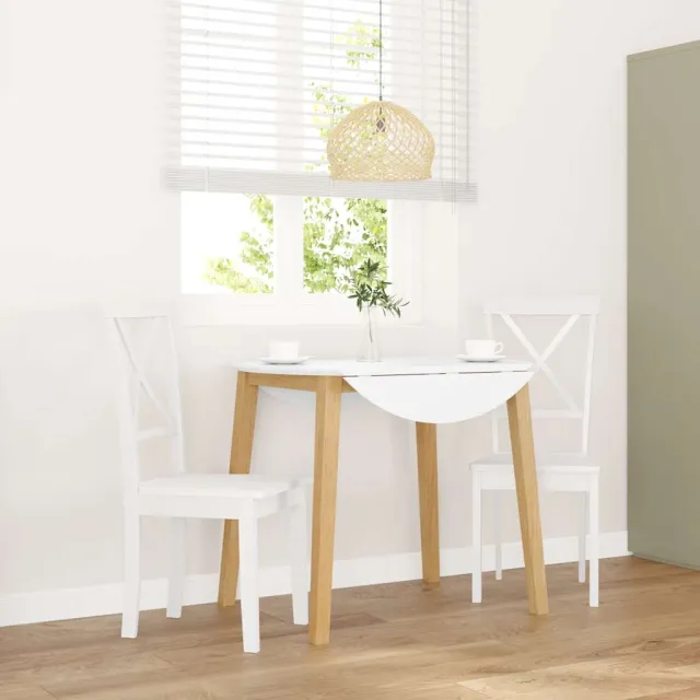 vidaXL Eetkamerstoelen 2 st massief hout rubber wit, foto 2