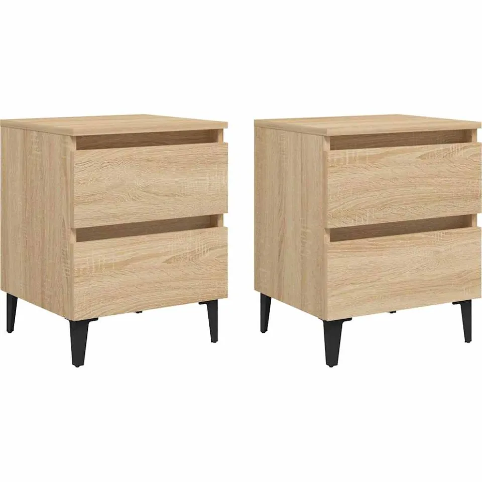 vidaXL Nachtkastjes 2 st 40x35x50 cm bewerkt hout sonoma eikenkleurig Bruin