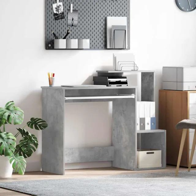 vidaXL Bureau Beton Grijs 106 x 41 x 88,5 cm Bewerkt hout, foto 2