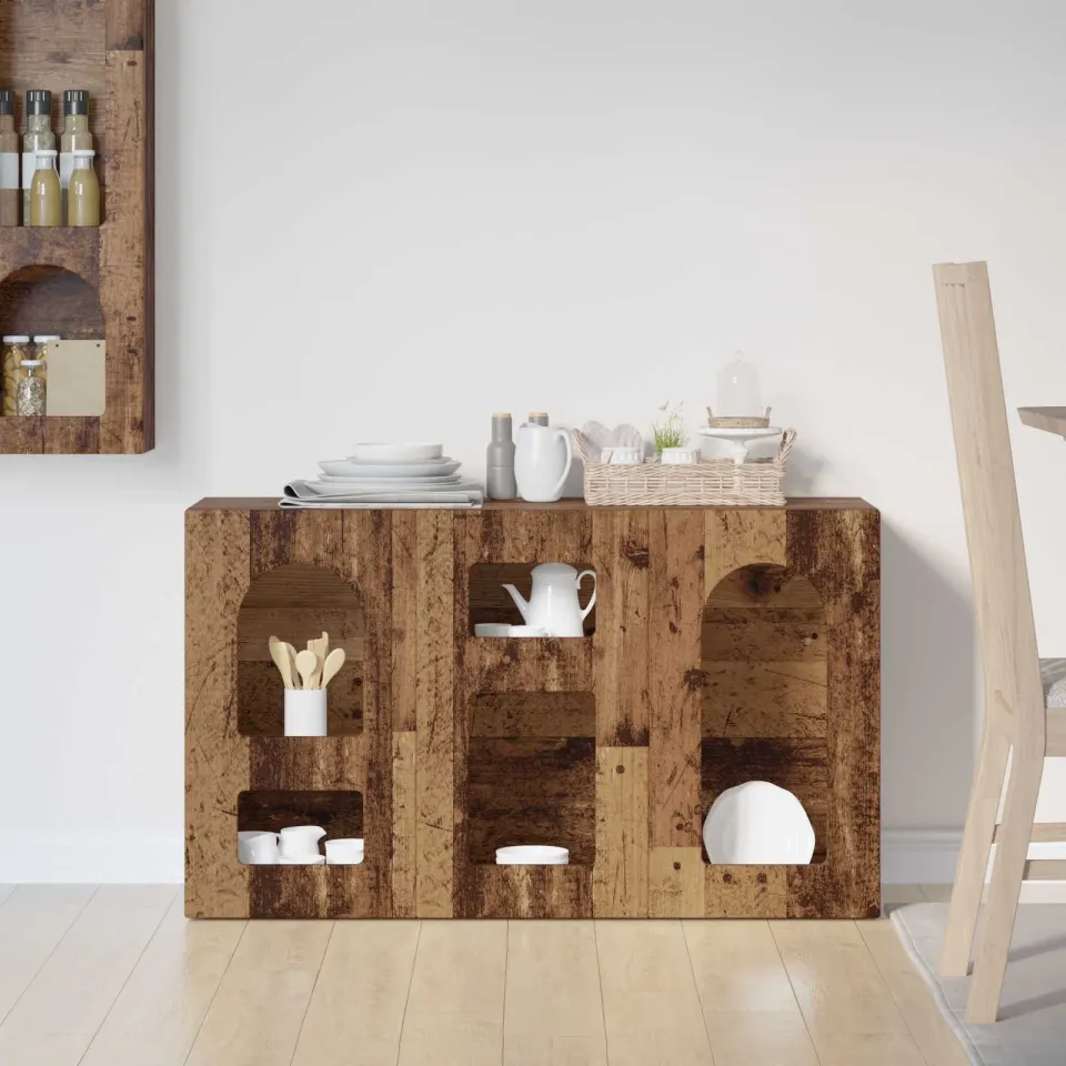 vidaXL Dressoir ELST Oudhout 100 x 35 x 59 cm Bewerkt hout bruin, foto 3