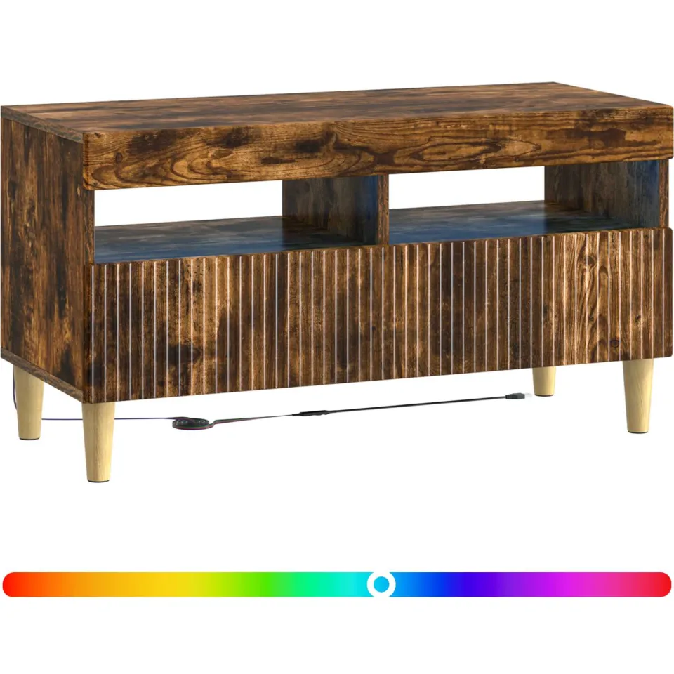 vidaXL LED tv-meubel ARNHEM 81 x 35 x 43 cm Gerookt eiken Bewerkt hout, foto 3