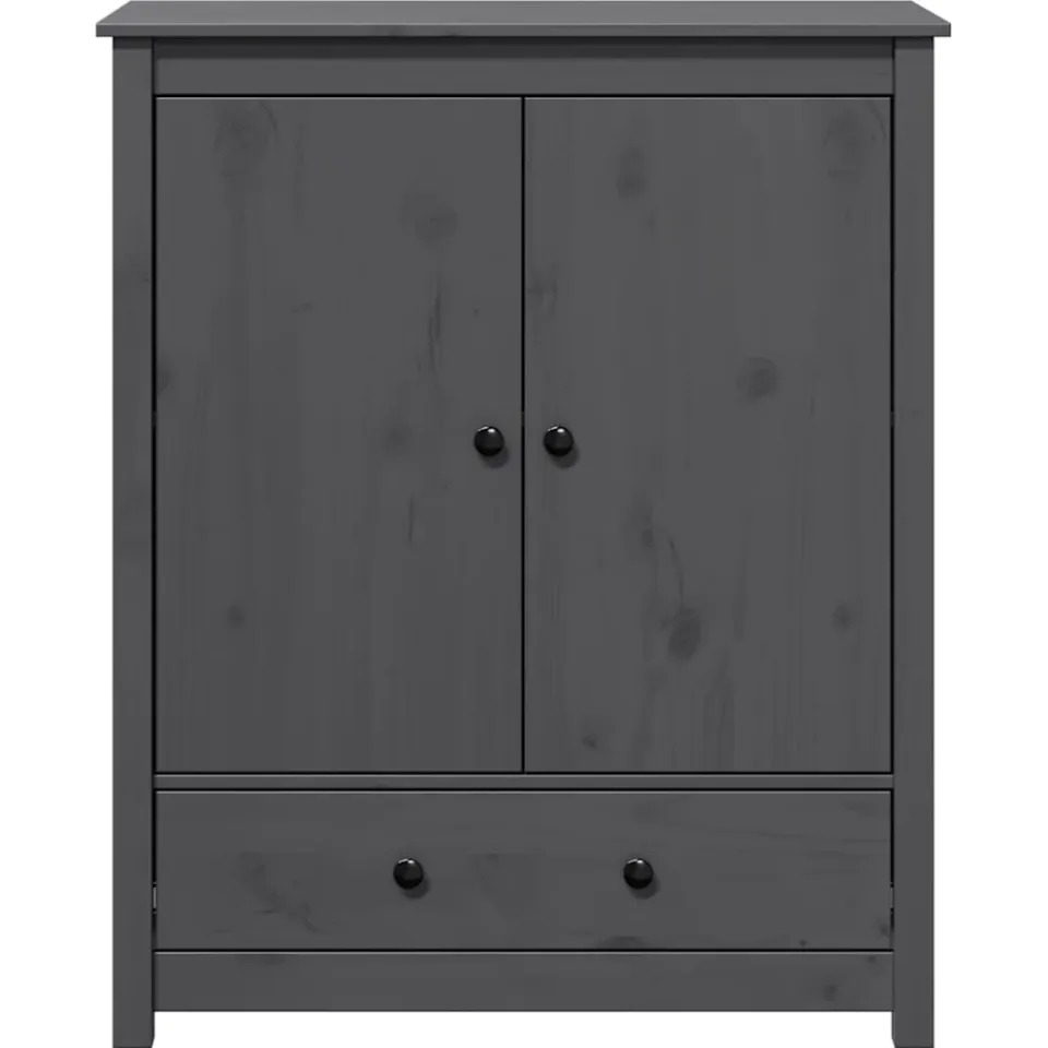 vidaXL Hoge kast 83x41,5x100 cm massief grenenhout grijs, foto 3