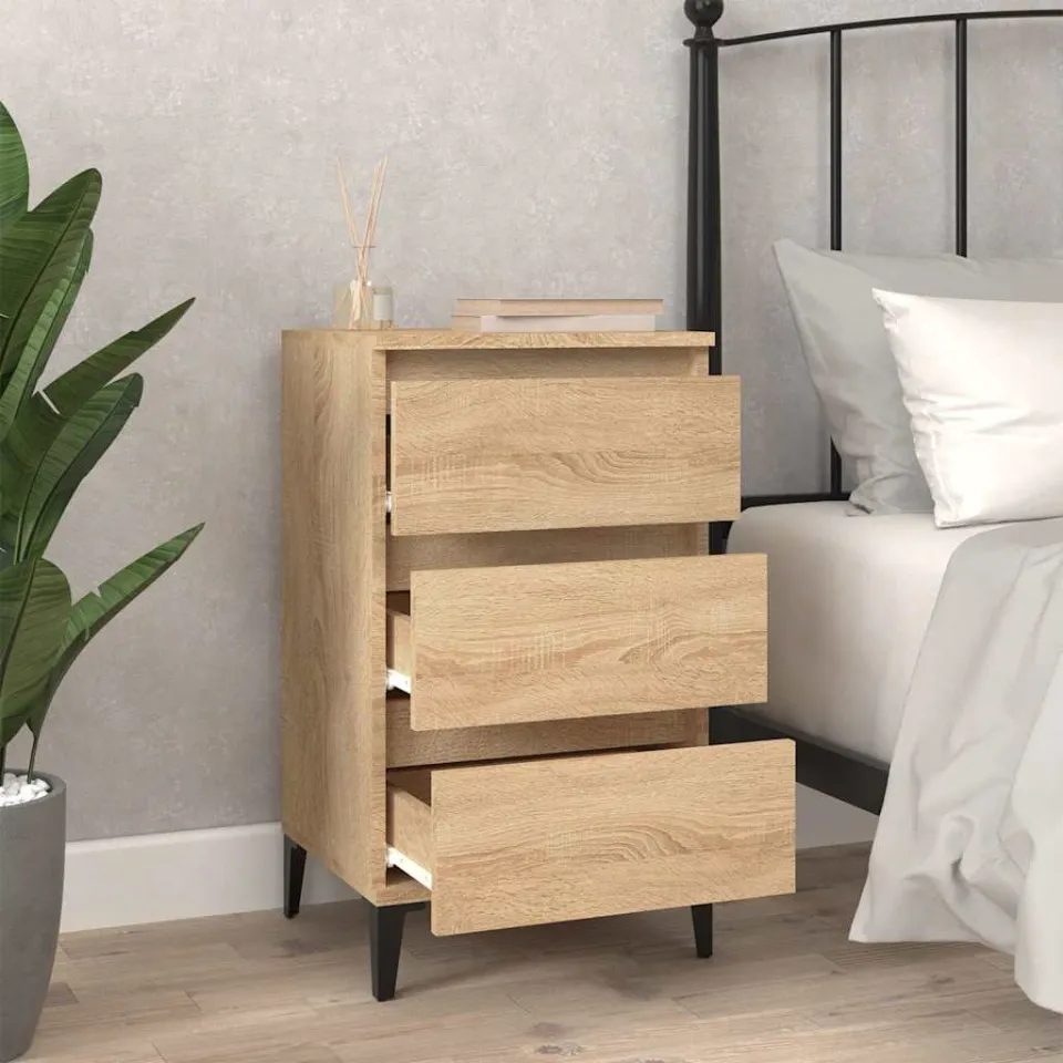 vidaXL Nachtkastje 40x35x70 cm bewerkt hout sonoma eikenkleurig, foto 3