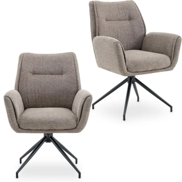 IDIMEX Eetkamerstoelen LIRA, set van 2, 360° draaibaar – beige