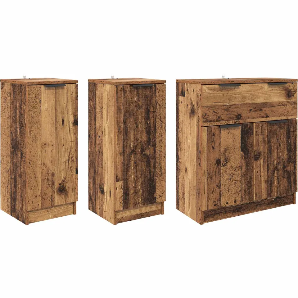 vidaXL Dressoir 3 st Oud Hout 120 x 30 x 70 cm Bewerkt hout bruin, foto 3