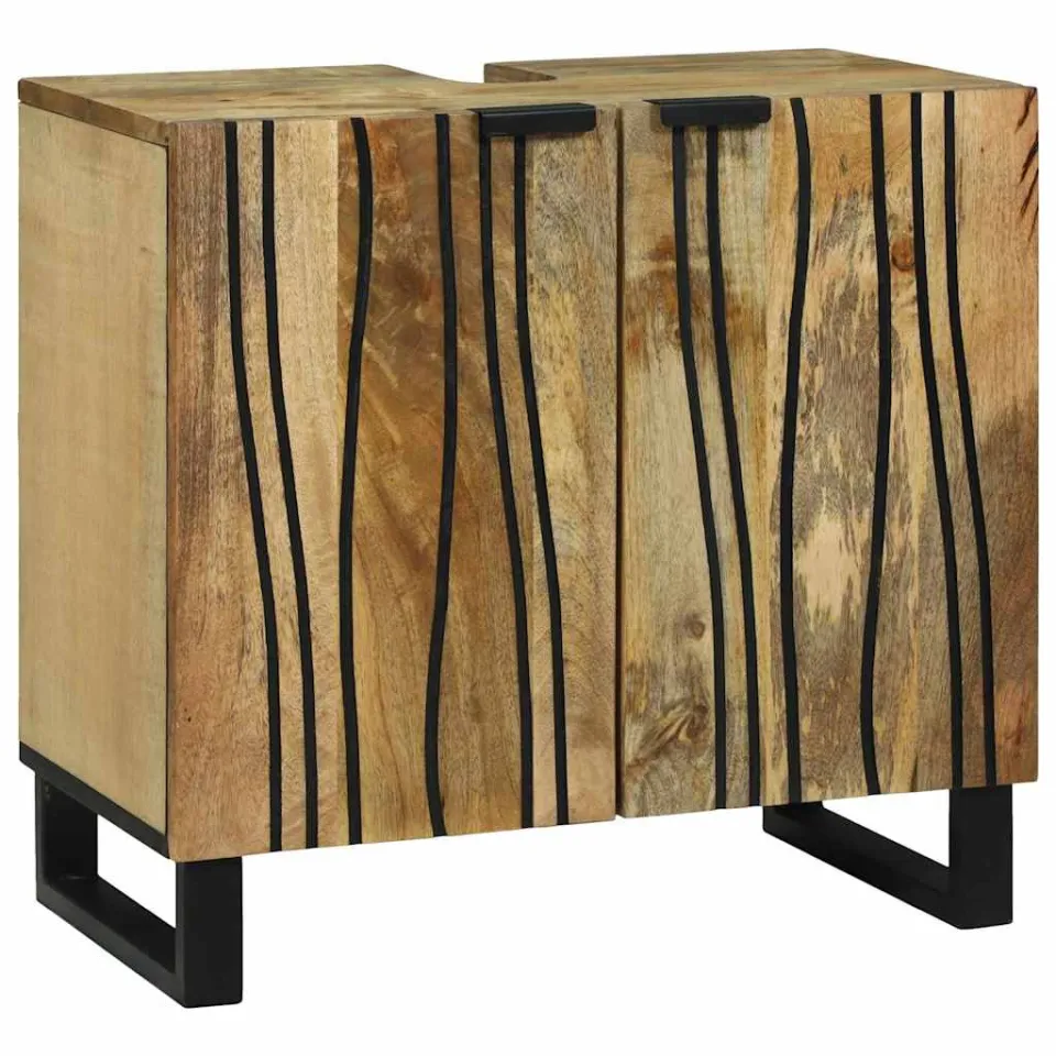 vidaXL Badkamerkastenset 2 st Naturel Massief Mango Hout, foto 3