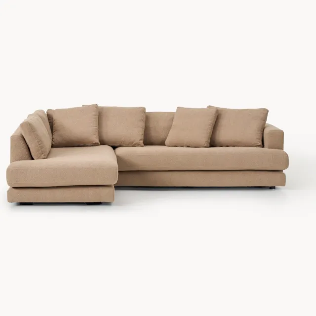Westwing Collection Bouclé hoekbank Tribeca (3-zits) Beige