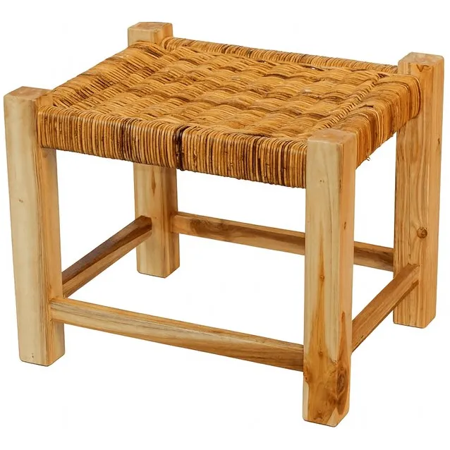 Furnilux Handgemaakte Rotan Kruk – Ibiza Style - 40x50x40 cm Bruin