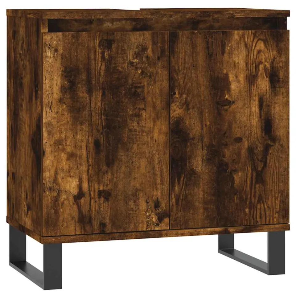 vidaXL Badkamerkast 58x33x60 cm bewerkt hout gerookt eikenkleurig, foto 3