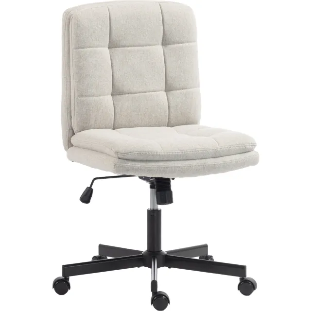 MUVANO Lichtgrijze bureaustoel zonder armleuningen - Linnenlook - Dubbele vulling - 51 x 66 x 90-100 cm - In hoogte verstelbaar - Voor bureau en kaptafel lichtgrijs